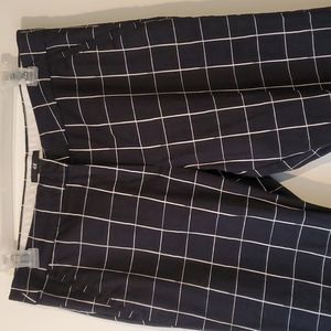 Tapered Geometric 89s 90s Pants white grid stripes Sz 10